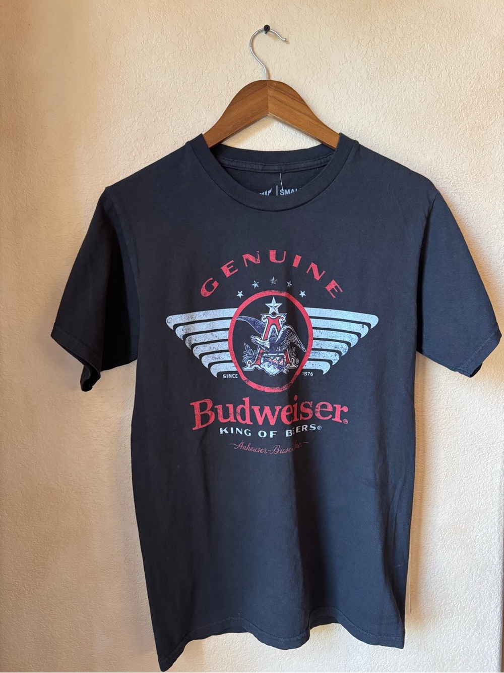 Budweiser Vintage Short Sleeve Tee with Red and White Logo